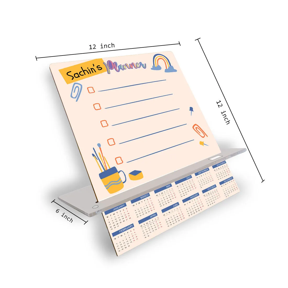 Personalized Weekly Desk Planner for Kids with Calendar and Mobile Stand