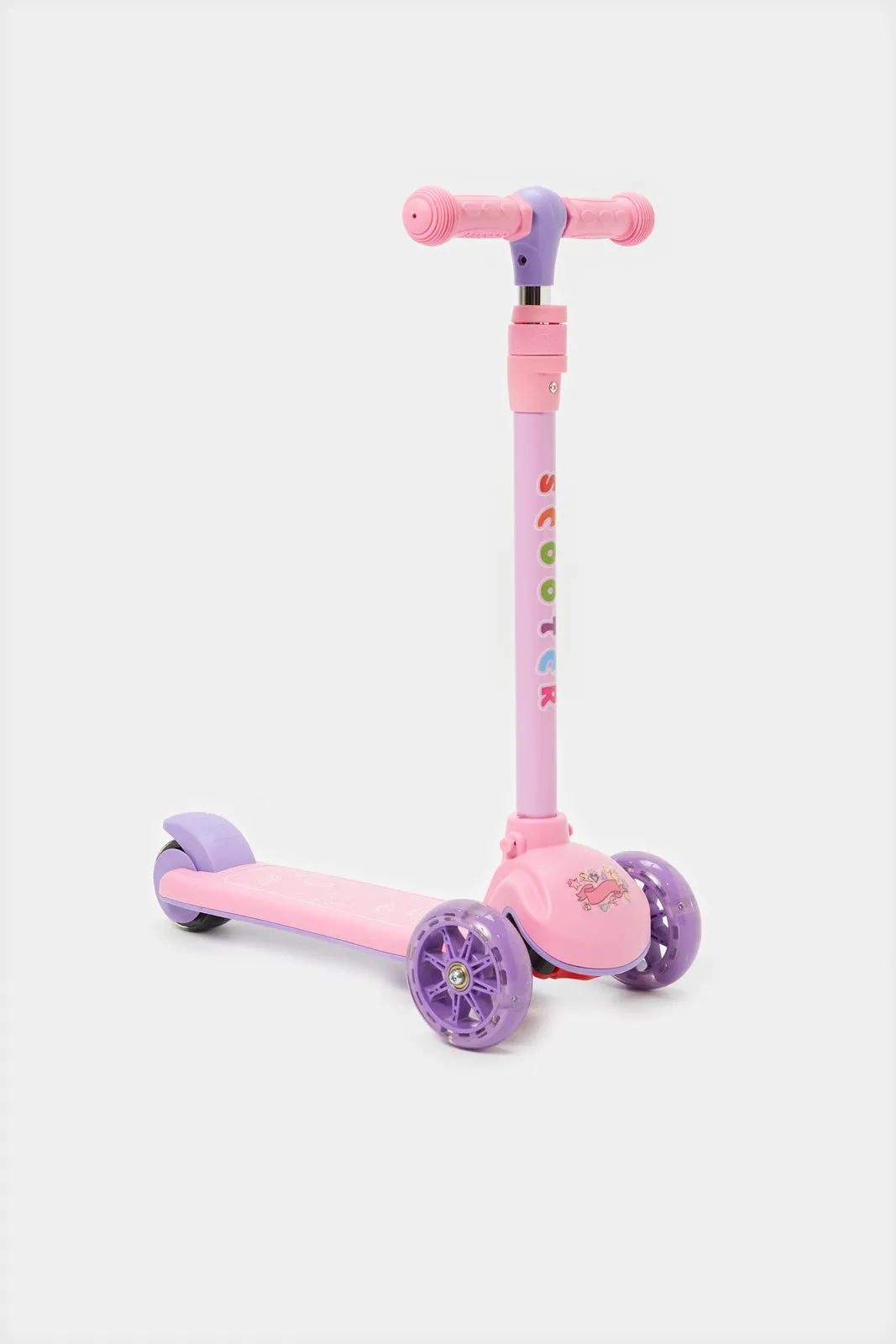 Pink Kids Push Scooter With Adjustable Height