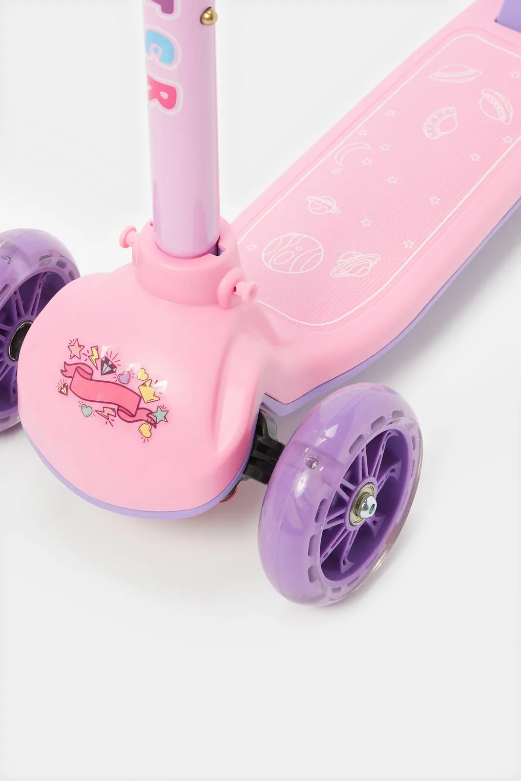 Pink Kids Push Scooter With Adjustable Height