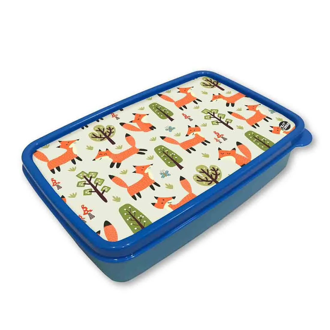 Plastic Designer Lunch Box for Kids School Boys - Fox and Tree