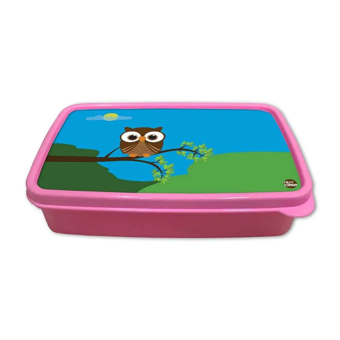 Plastic Lunch Box Snacks for School Kids Girls Tiffin Organizer - Night Owl