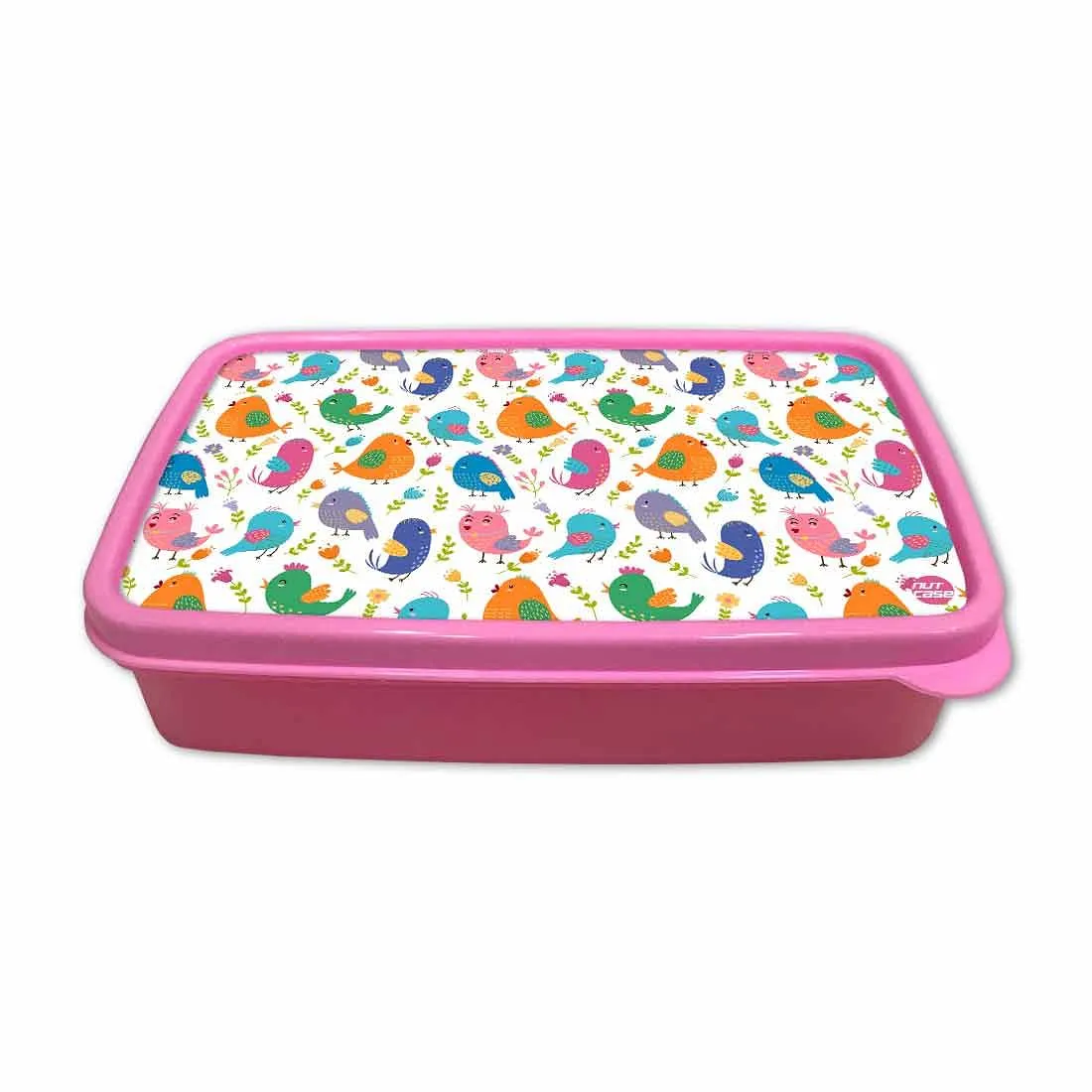 Plastic Tiffin Box for Kids Girls School Snack Containers - Cute Birds