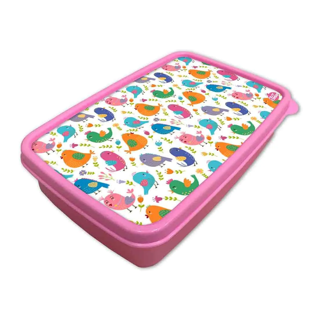 Plastic Tiffin Box for Kids Girls School Snack Containers - Cute Birds