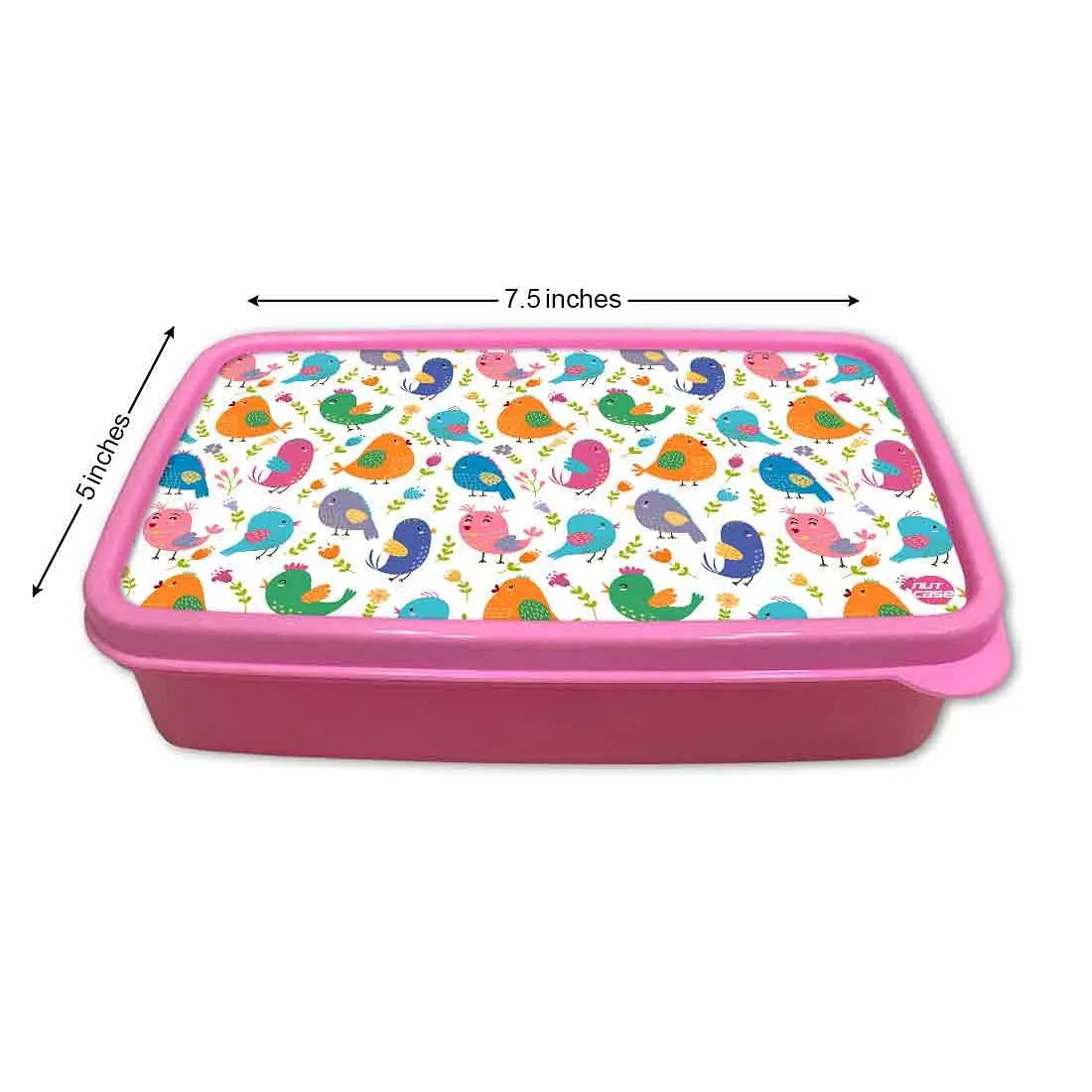 Plastic Tiffin Box for Kids Girls School Snack Containers - Cute Birds