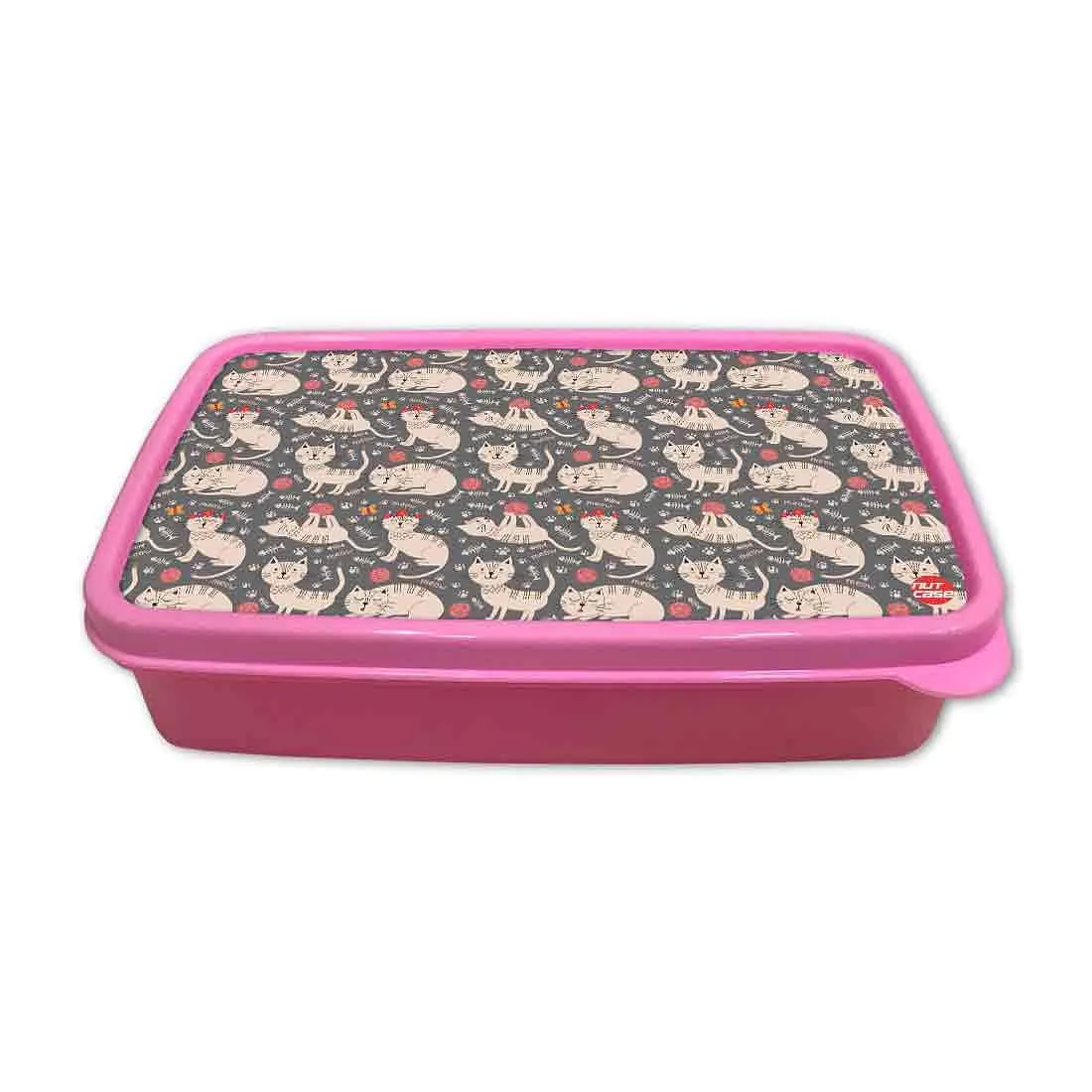 Plastic Tiffin Box for Kids School Lunch Box Containers - Cute Cat