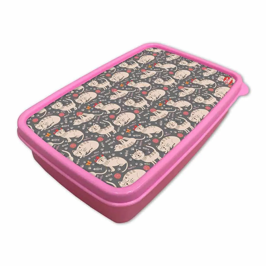 Plastic Tiffin Box for Kids School Lunch Box Containers - Cute Cat