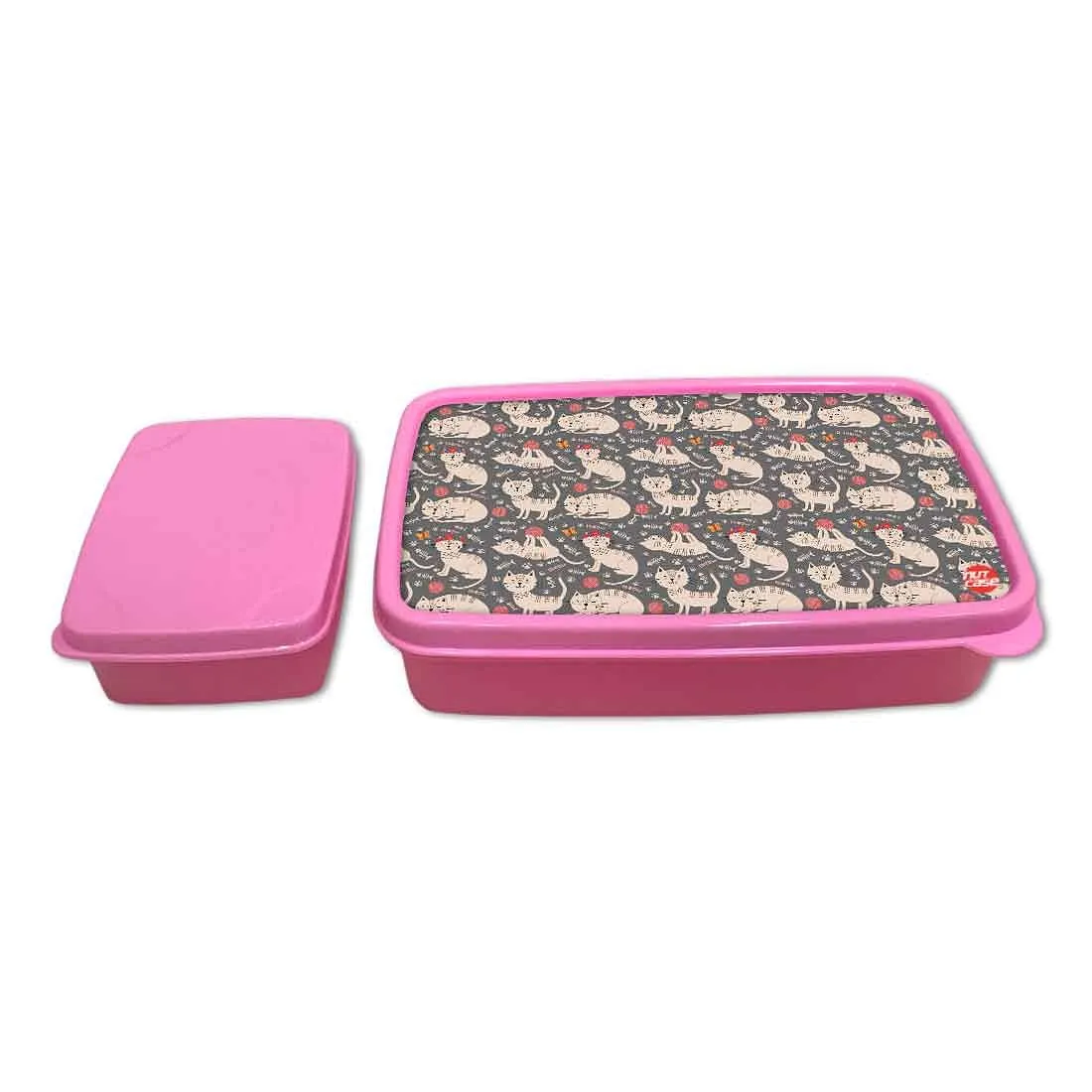 Plastic Tiffin Box for Kids School Lunch Box Containers - Cute Cat