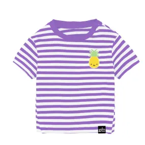 Purple Striped Kawaii Pineapple T-Shirt for Kids by Whistle & Flute