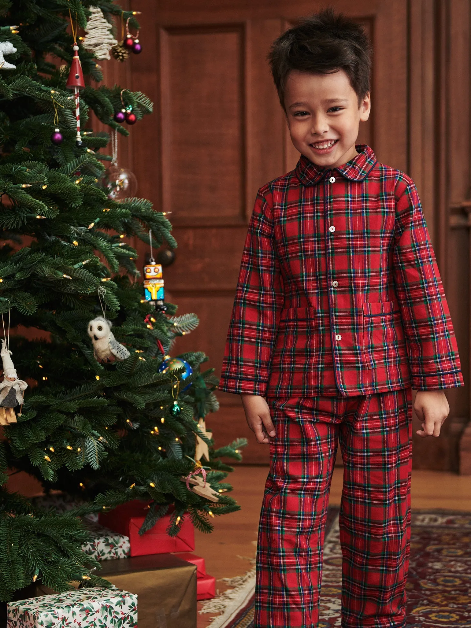 Red Tartan Navidad Kids Pyjamas