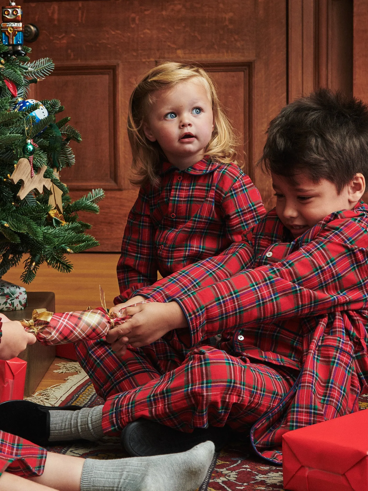 Red Tartan Navidad Kids Pyjamas