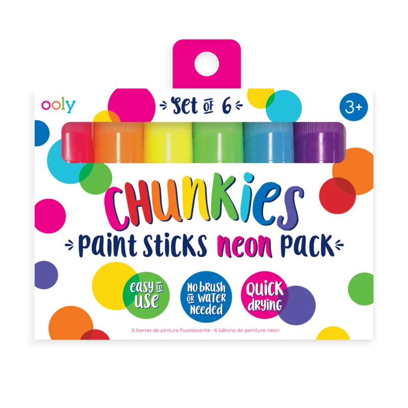 Set of 6 Neon Chunkies Paint Sticks by Ooly