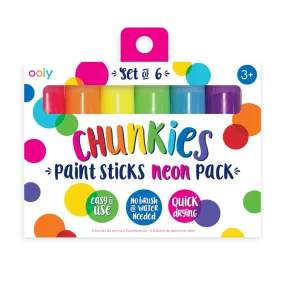 Set of 6 Neon Chunkies Paint Sticks by Ooly