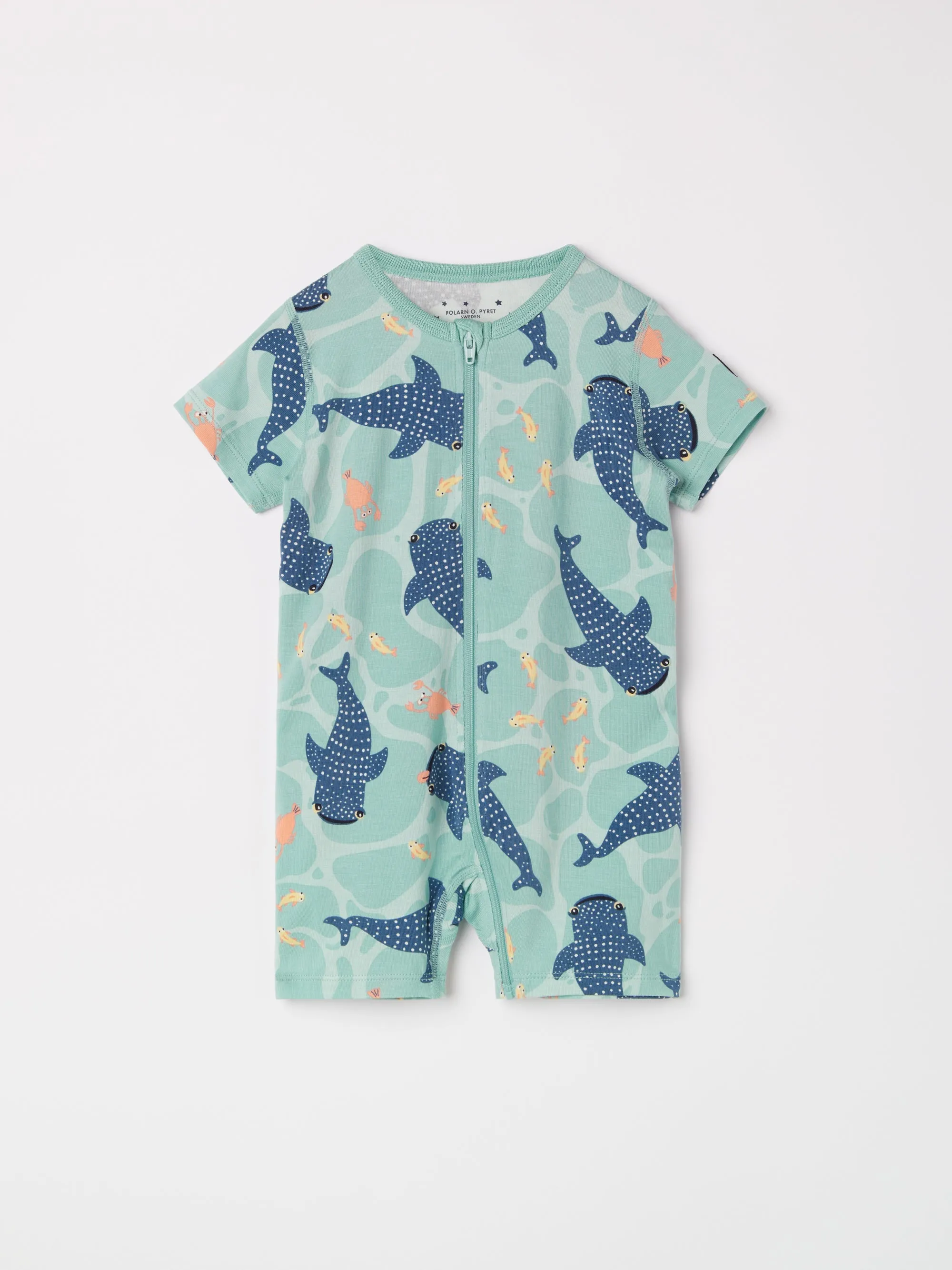 Shark Print Shortie Kids Sleepsuit