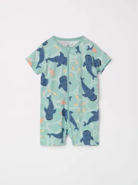 Shark Print Shortie Kids Sleepsuit