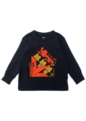 Size 4, 6 & Youth L | New Wave Crest Long Sleeve Tee | Black | Kids