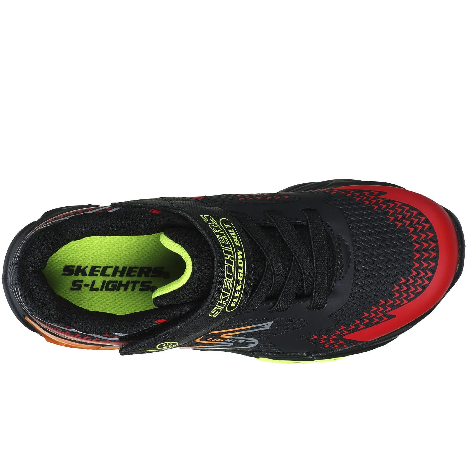 Skechers Kids S-Lights Glow Bolt Flashing Light Up Trainers - Black/Red