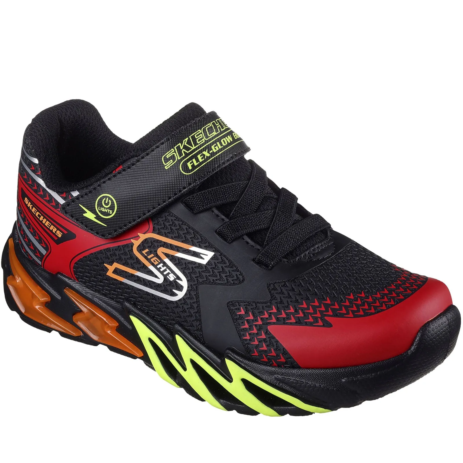 Skechers Kids S-Lights Glow Bolt Flashing Light Up Trainers - Black/Red