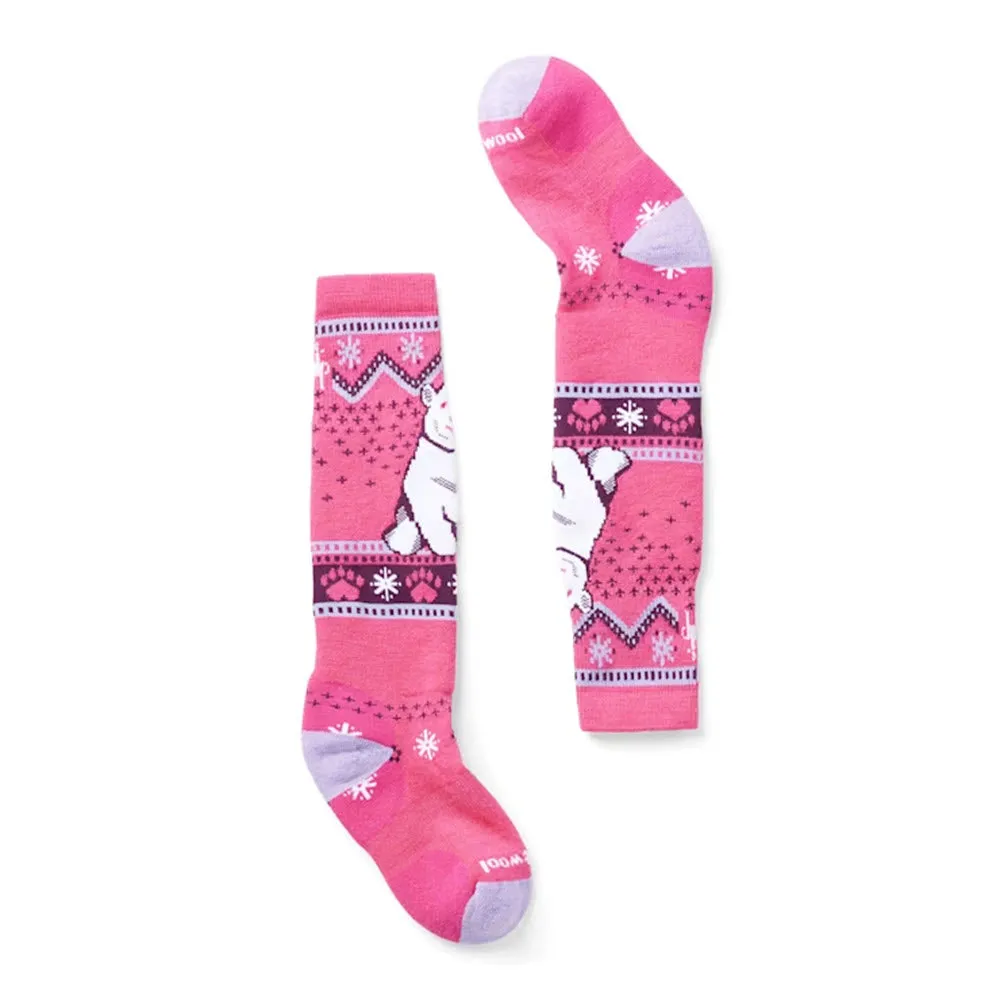 SMARTWOOL WINTERSPORT KNEE HIGH SOCKS POLAR BEAR POWDER PINK - KIDS