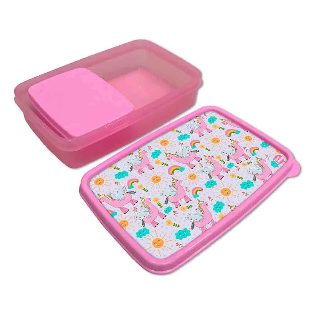 Snacks Serving Box With Small Container for School Kids Girls - Unicorn and Cloud