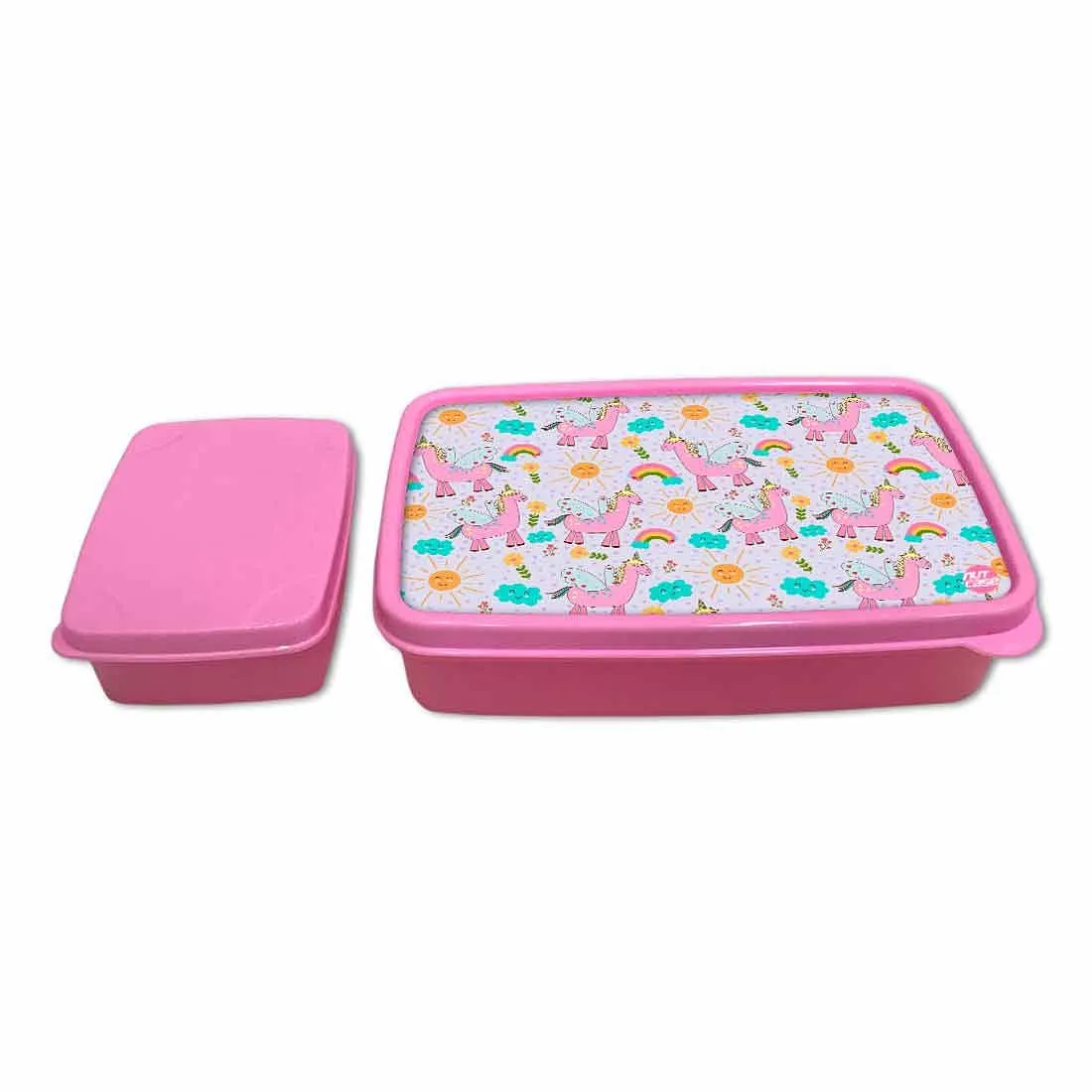 Snacks Serving Box With Small Container for School Kids Girls - Unicorn and Cloud