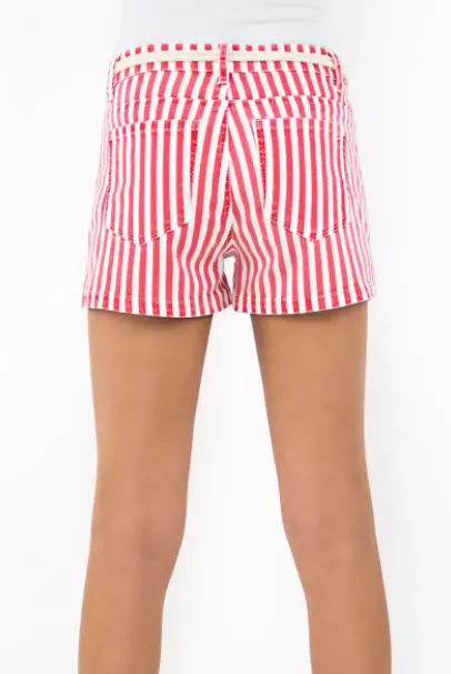 Nautical Stripe Mid-Rise Rope Belt Shorts