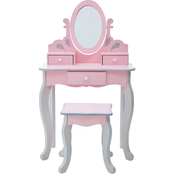 Teamson Kids Teamson Kids Wooden Princess Rapunzel 2-pc. Vanity Set, Gray/Pink