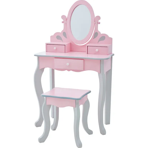 Teamson Kids Teamson Kids Wooden Princess Rapunzel 2-pc. Vanity Set, Gray/Pink