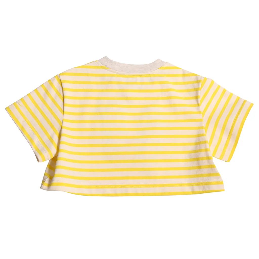 Kids Child Submarine Yellow Flip Flop Cropped T-shirt by Tia Cibani