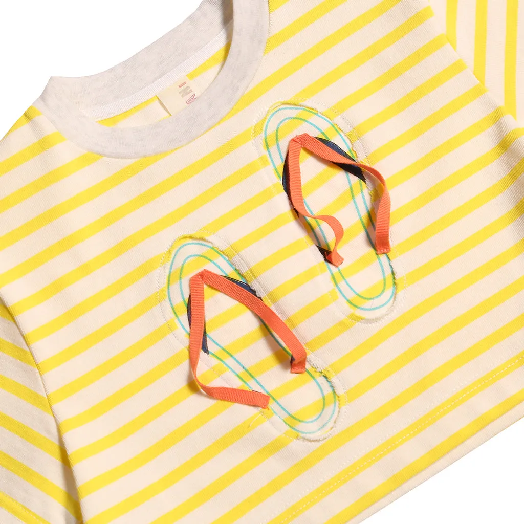 Kids Child Submarine Yellow Flip Flop Cropped T-shirt by Tia Cibani