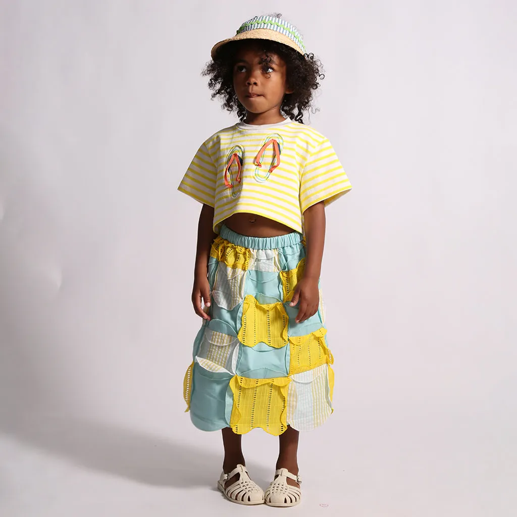 Kids Child Submarine Yellow Flip Flop Cropped T-shirt by Tia Cibani