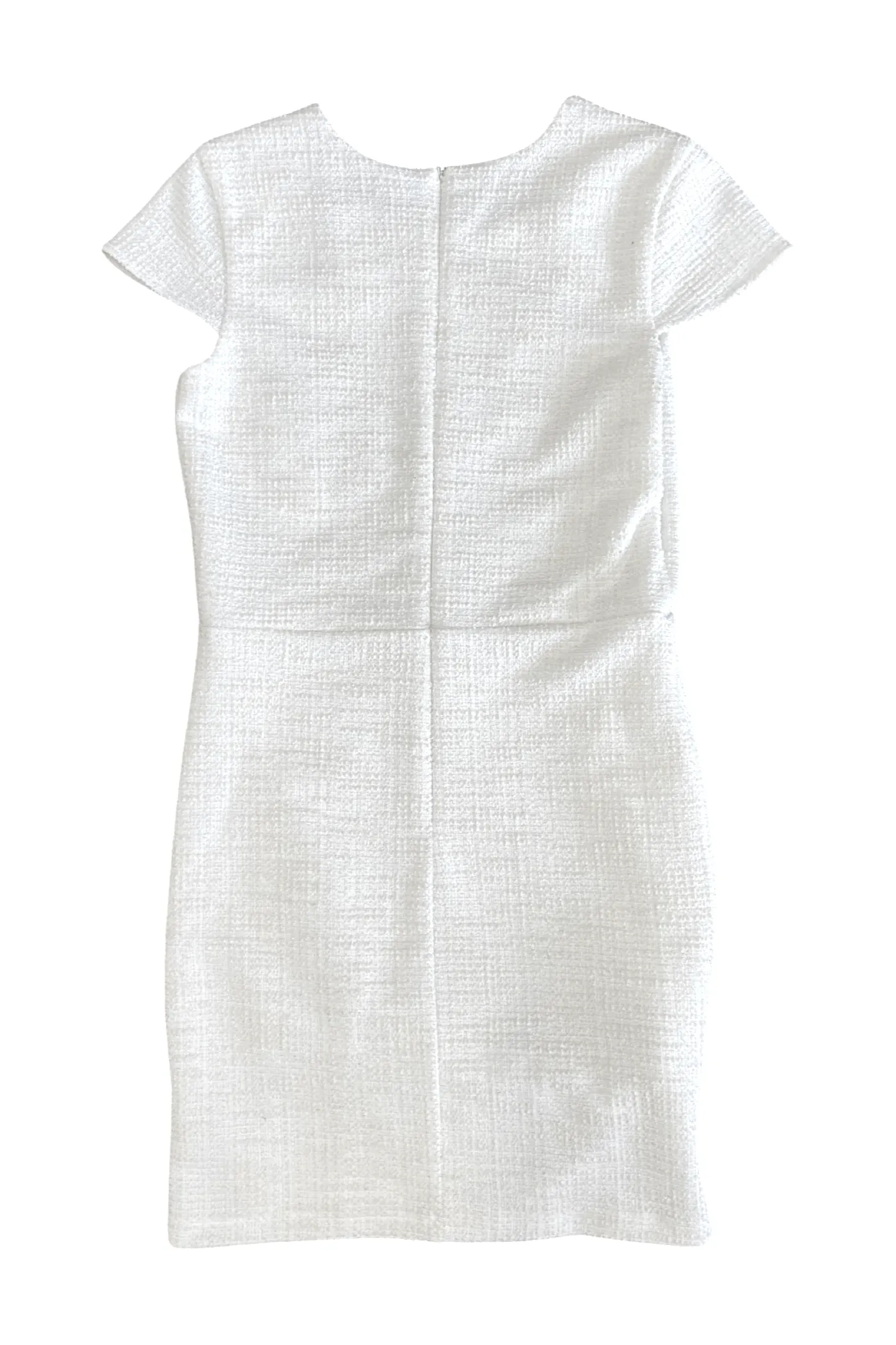 Kids' White Cap Sleeve Tweed Dress