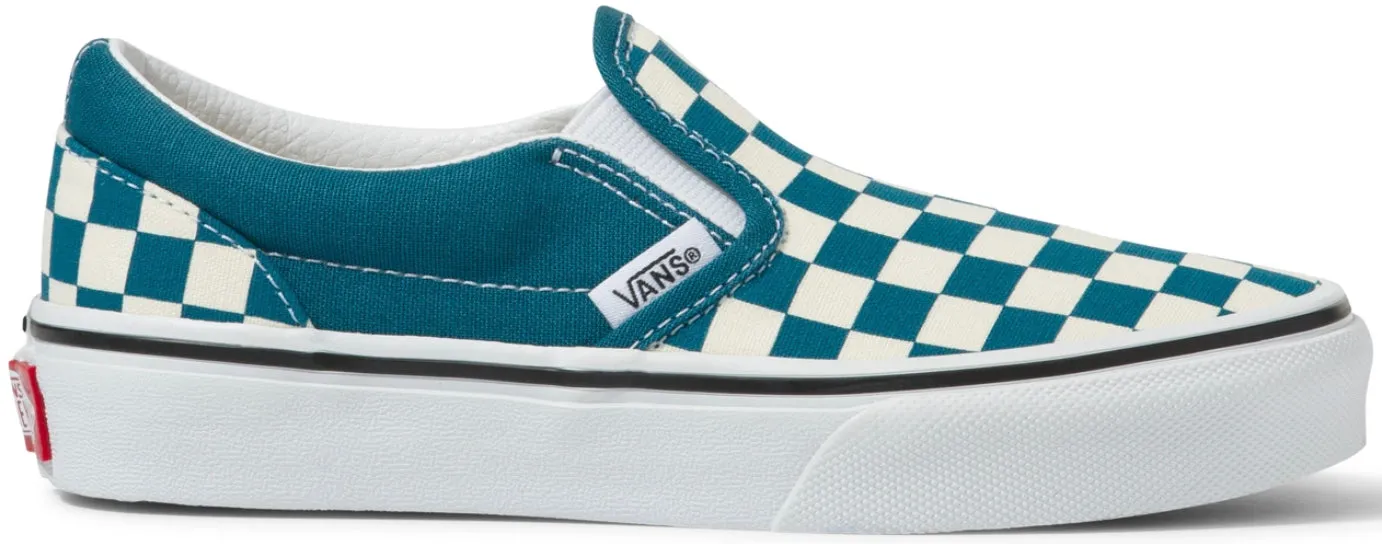 Vans Kids Classic Slip-On (Checkerboard) Blue Coral