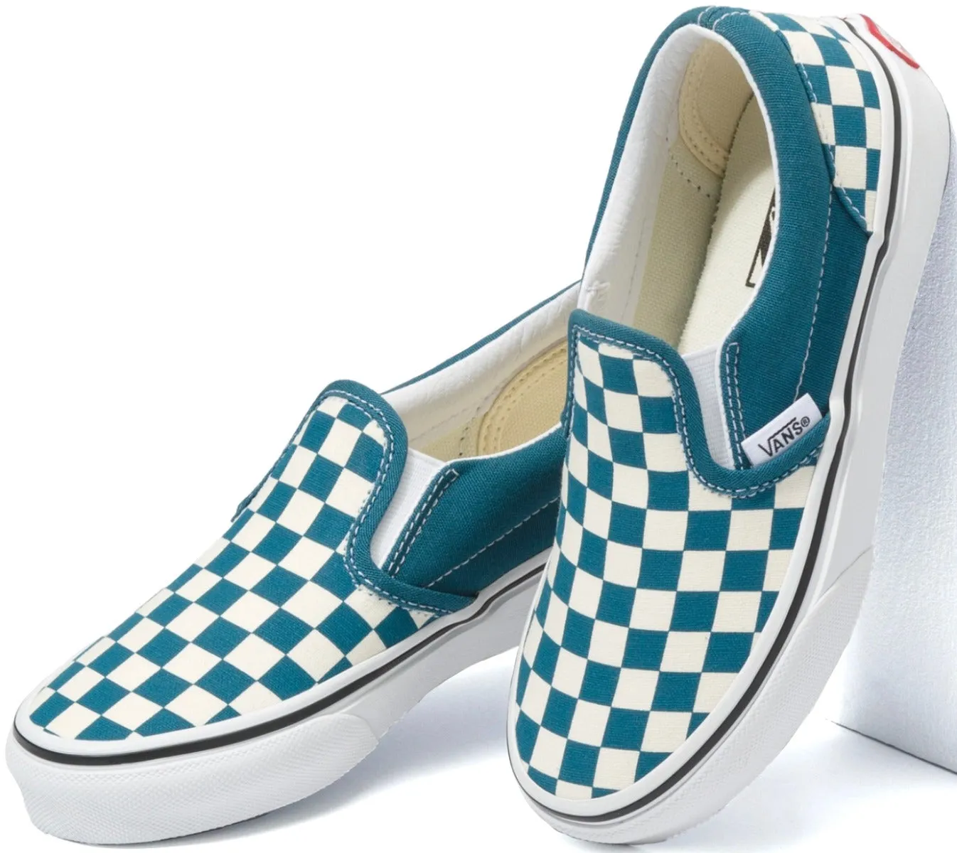 Vans Kids Classic Slip-On (Checkerboard) Blue Coral