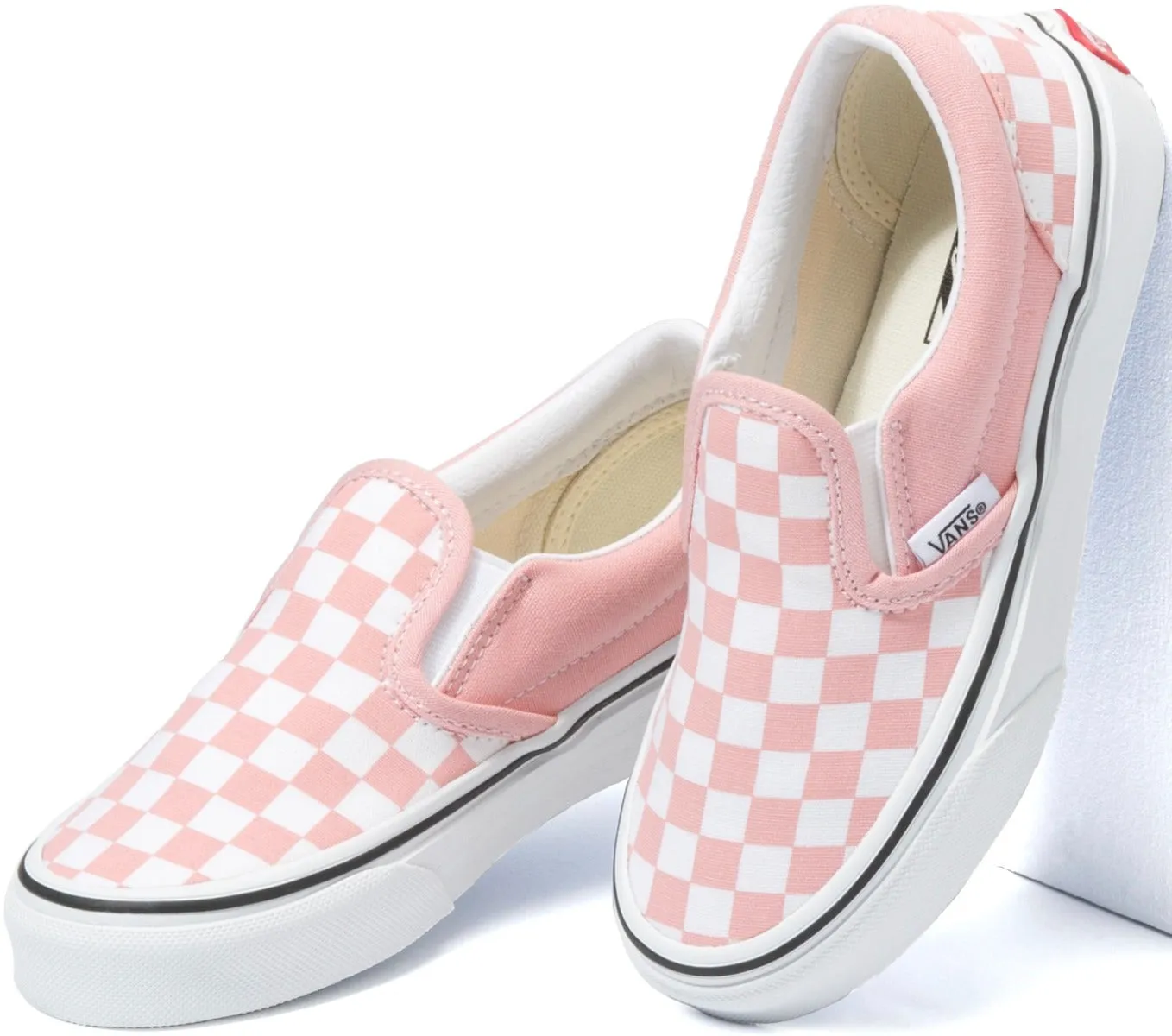 Vans Kids Classic Slip-On (Checkerboard) Powder Pink