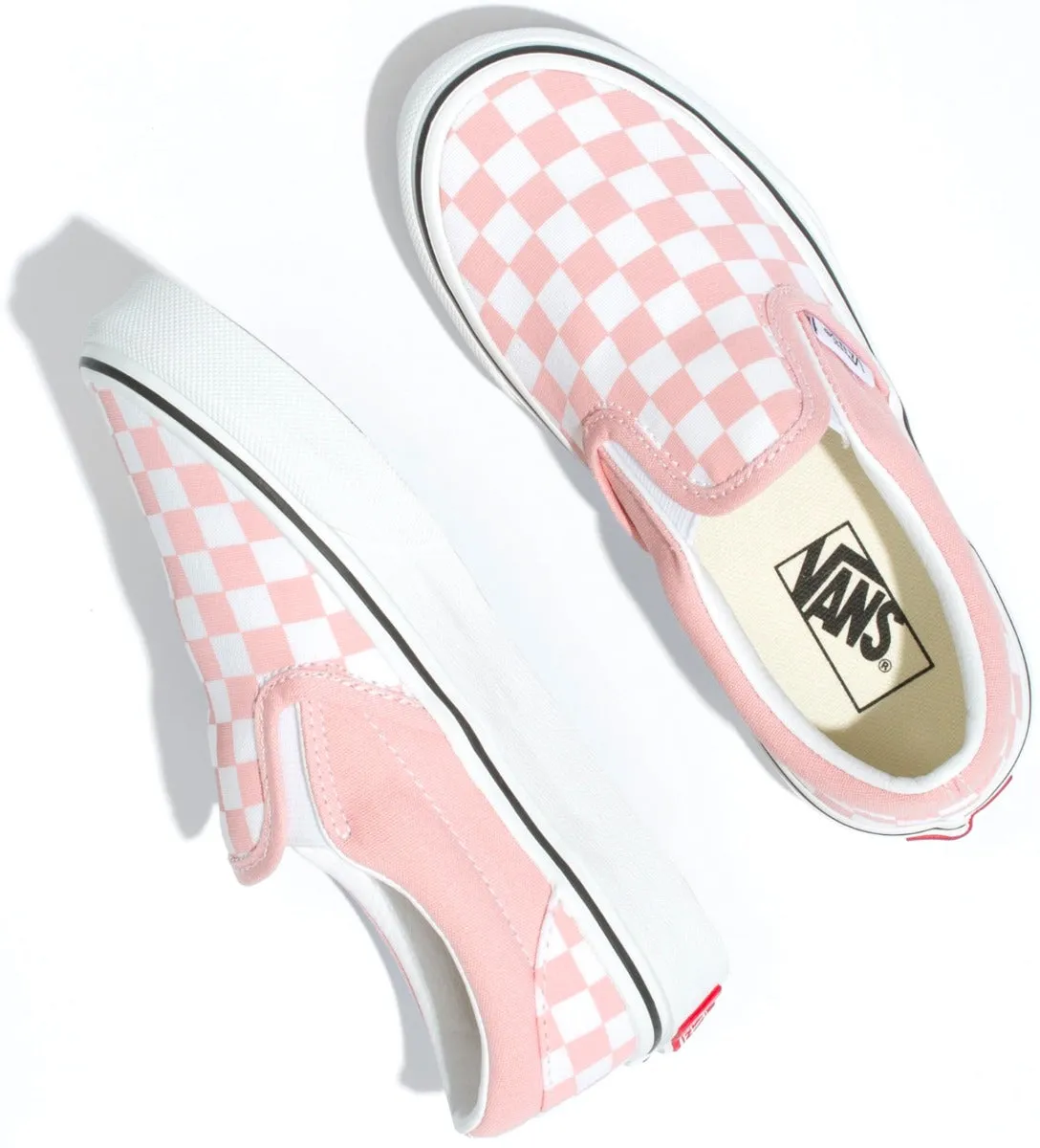 Vans Kids Classic Slip-On (Checkerboard) Powder Pink