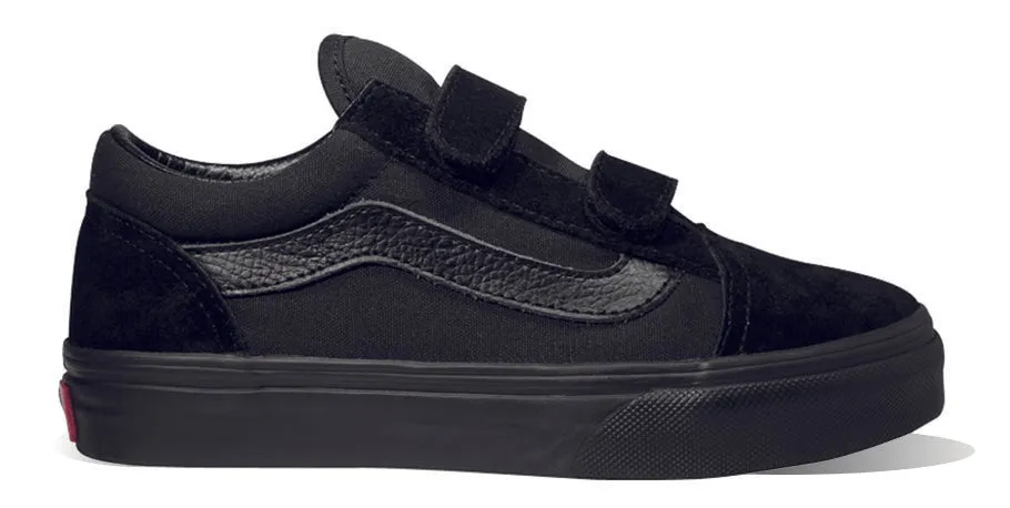 Vans Kids Old Skool Velcro Black/Black Monochrome