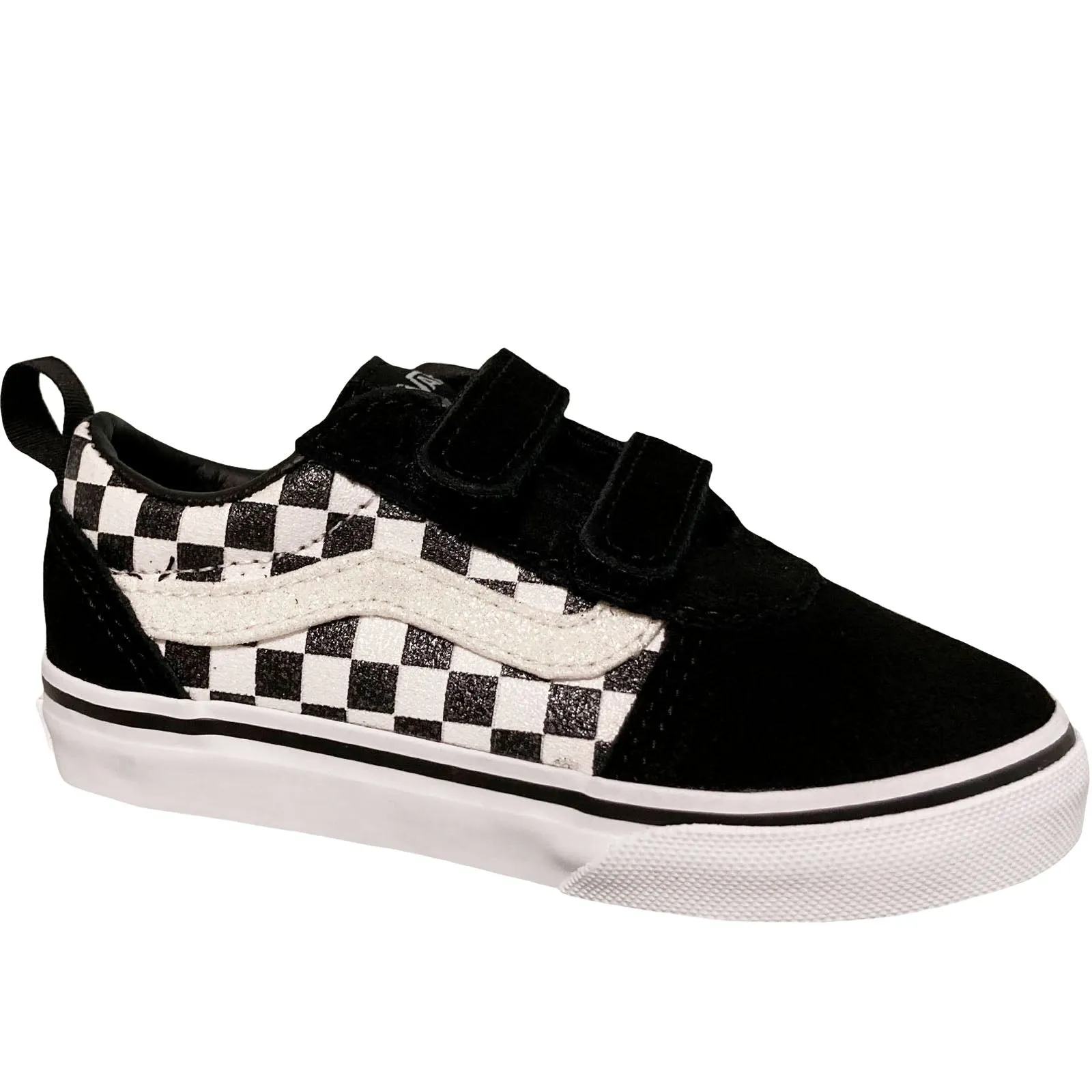 Vans Kids Ward V Low Rise Canvas Checkerboard Trainers - Black Glitter