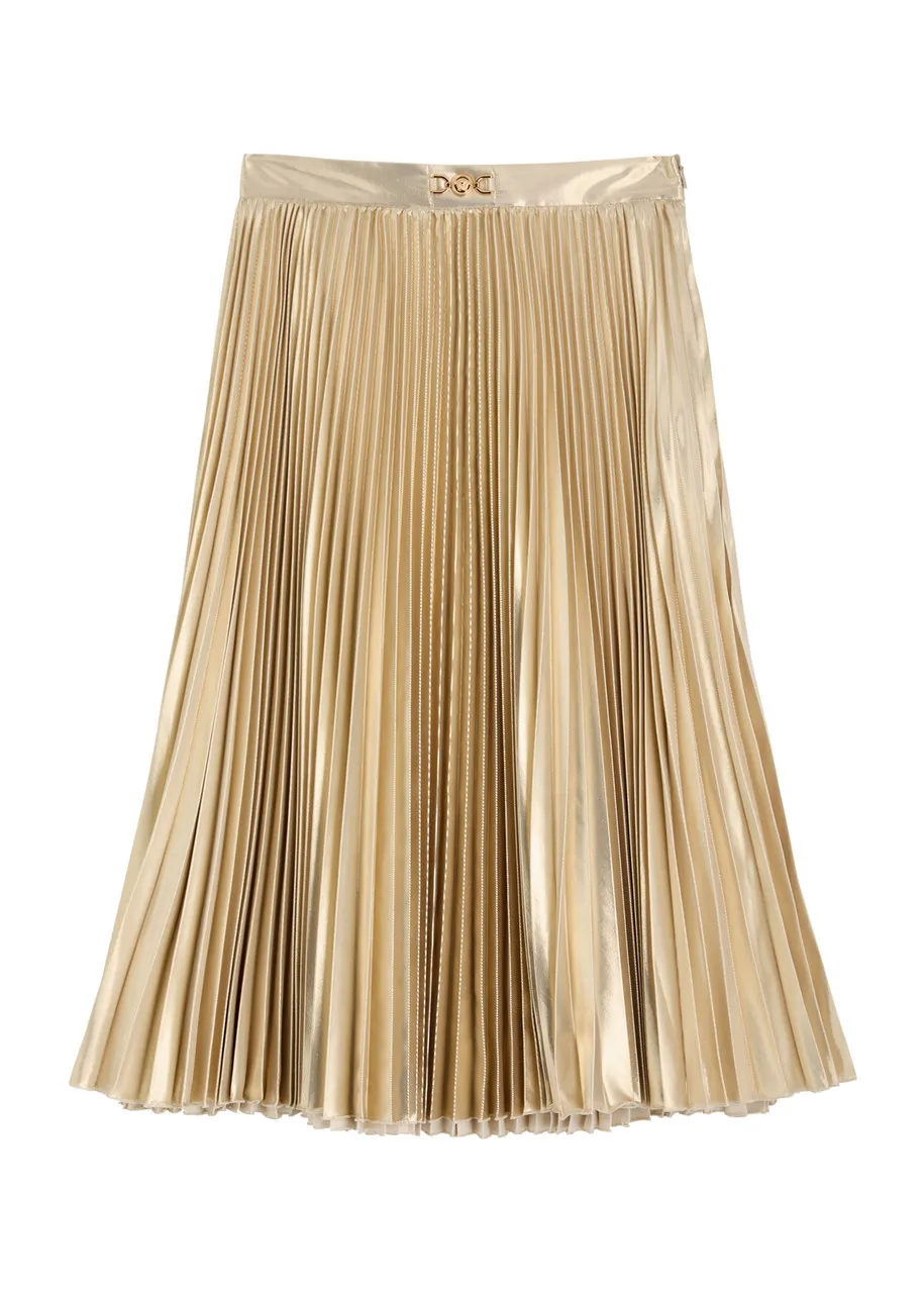 VERSACE KIDS Pleated lamé skirt  -                         -                     -                