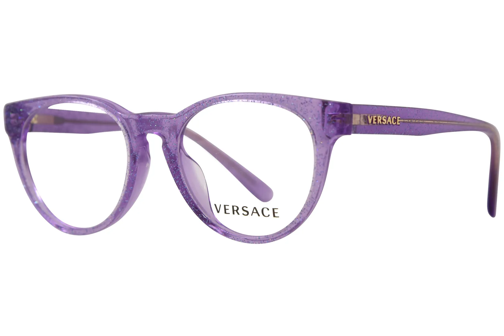 Versace VK3321U 5373 Eyeglasses Kids Lilac Glitter Full Rim Round Shape 46mm