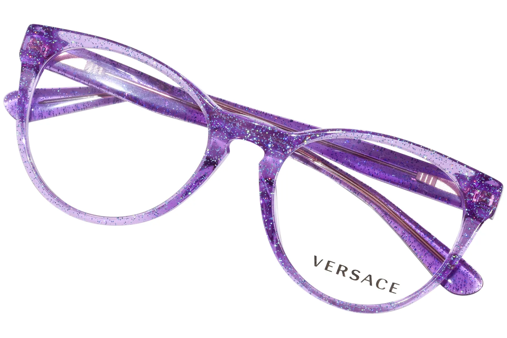 Versace VK3321U 5373 Eyeglasses Kids Lilac Glitter Full Rim Round Shape 46mm