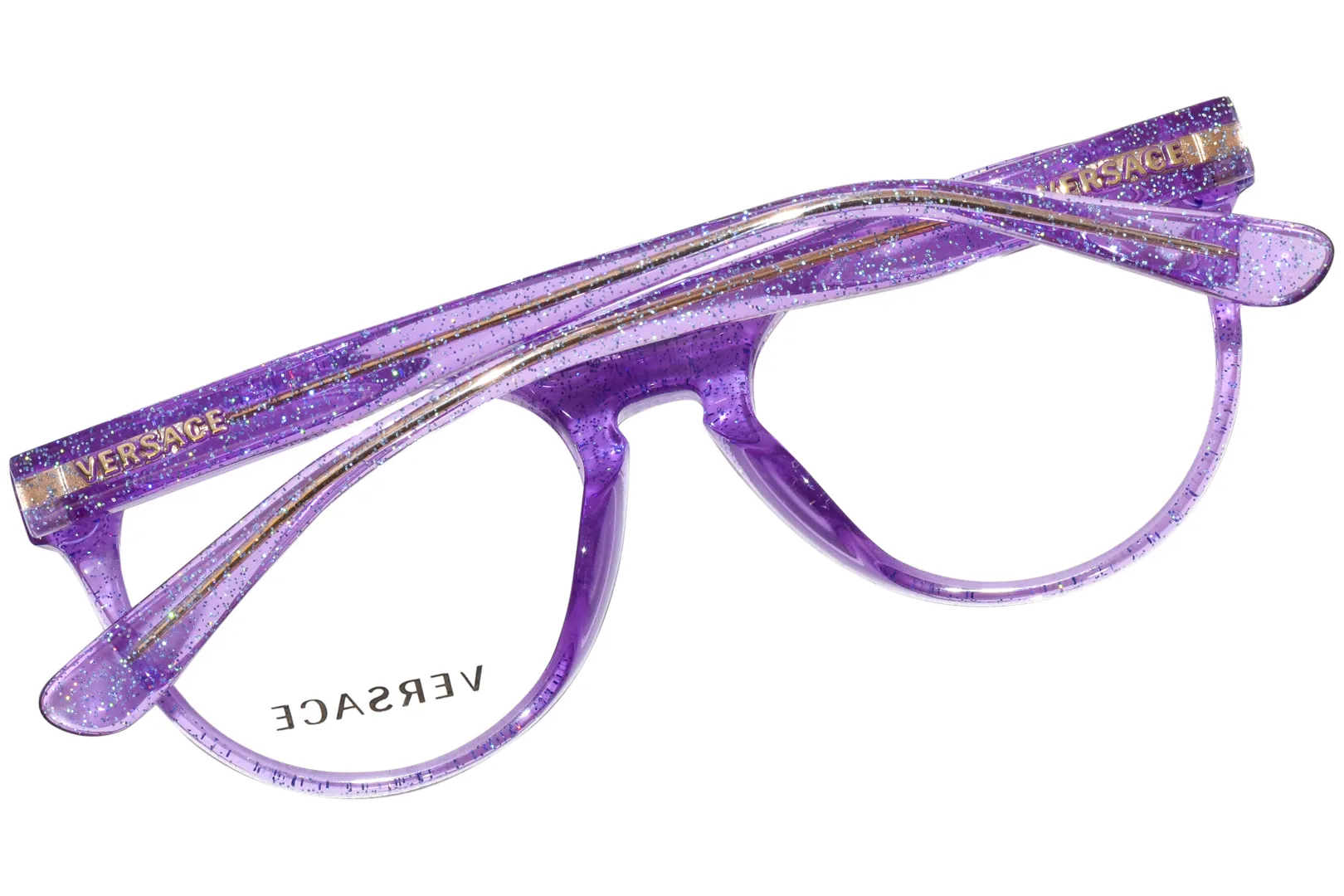 Versace VK3321U 5373 Eyeglasses Kids Lilac Glitter Full Rim Round Shape 46mm