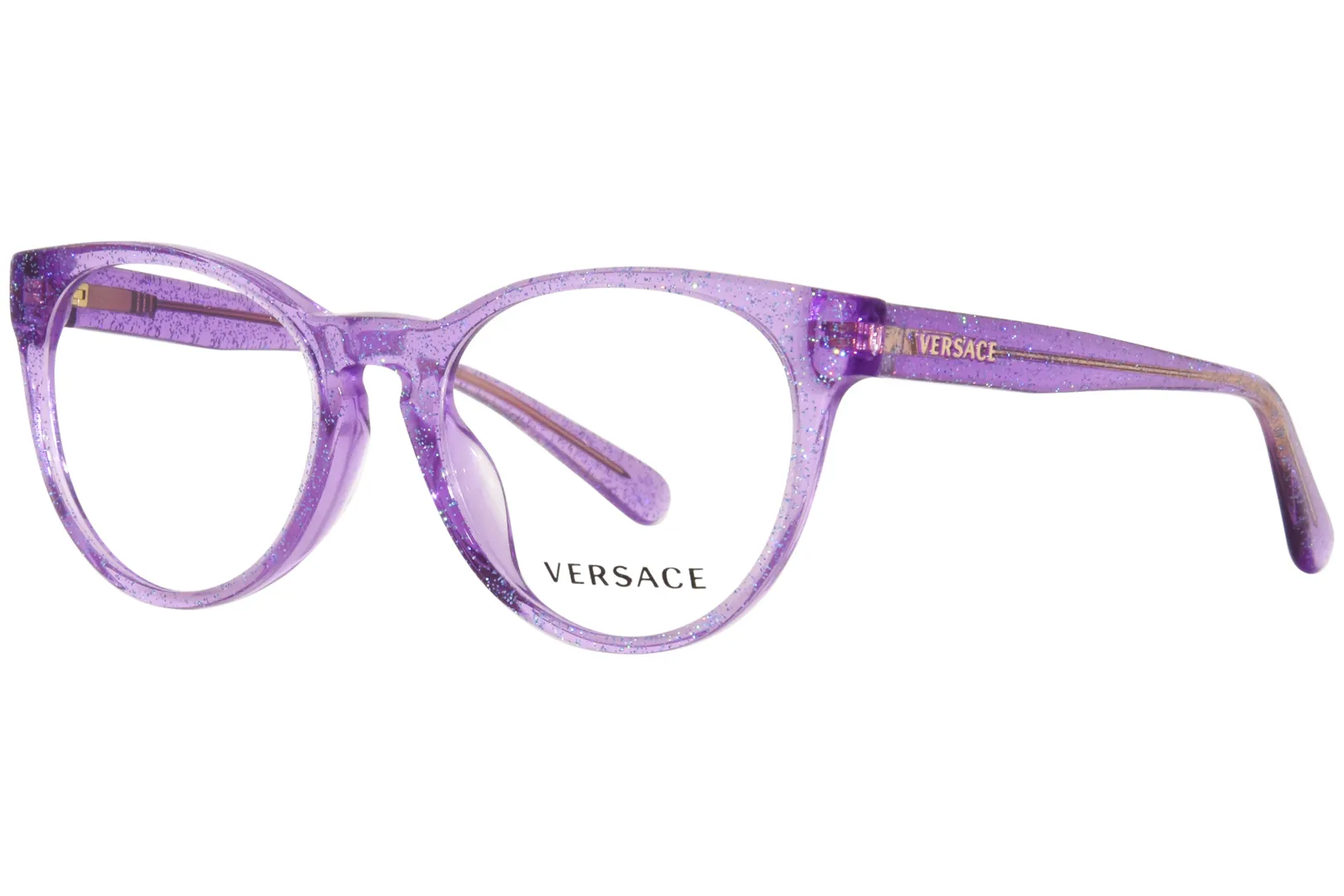 Versace VK3321U 5373 Eyeglasses Kids Lilac Glitter Full Rim Round Shape 48mm