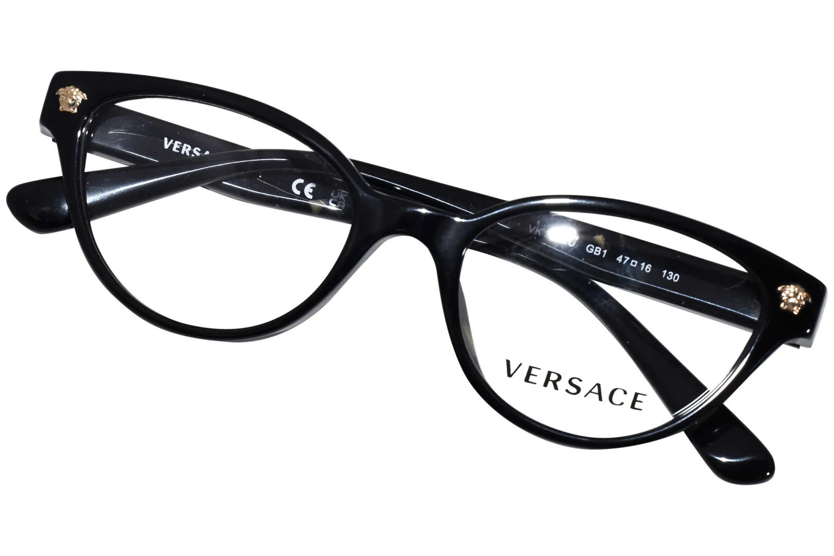 Versace VK3322U GB1 Eyeglasses Kids Girl's Black Full Rim Cat Eye 45-16-130