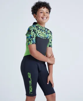 Waves Kids Printed Shorty Wetsuit - Green