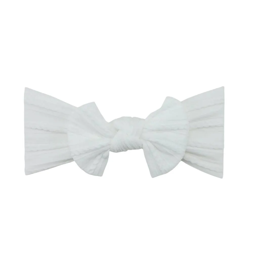 Baby White Top Knot Bow Headband