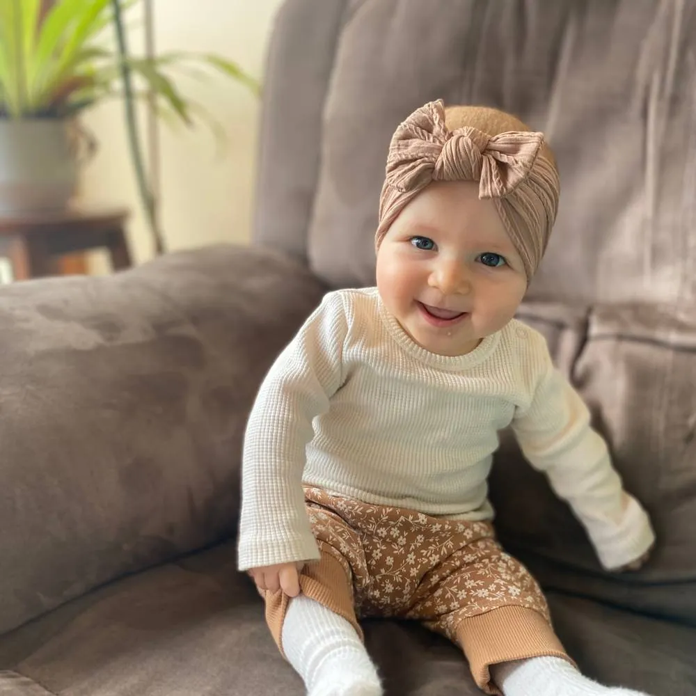 Baby White Top Knot Bow Headband