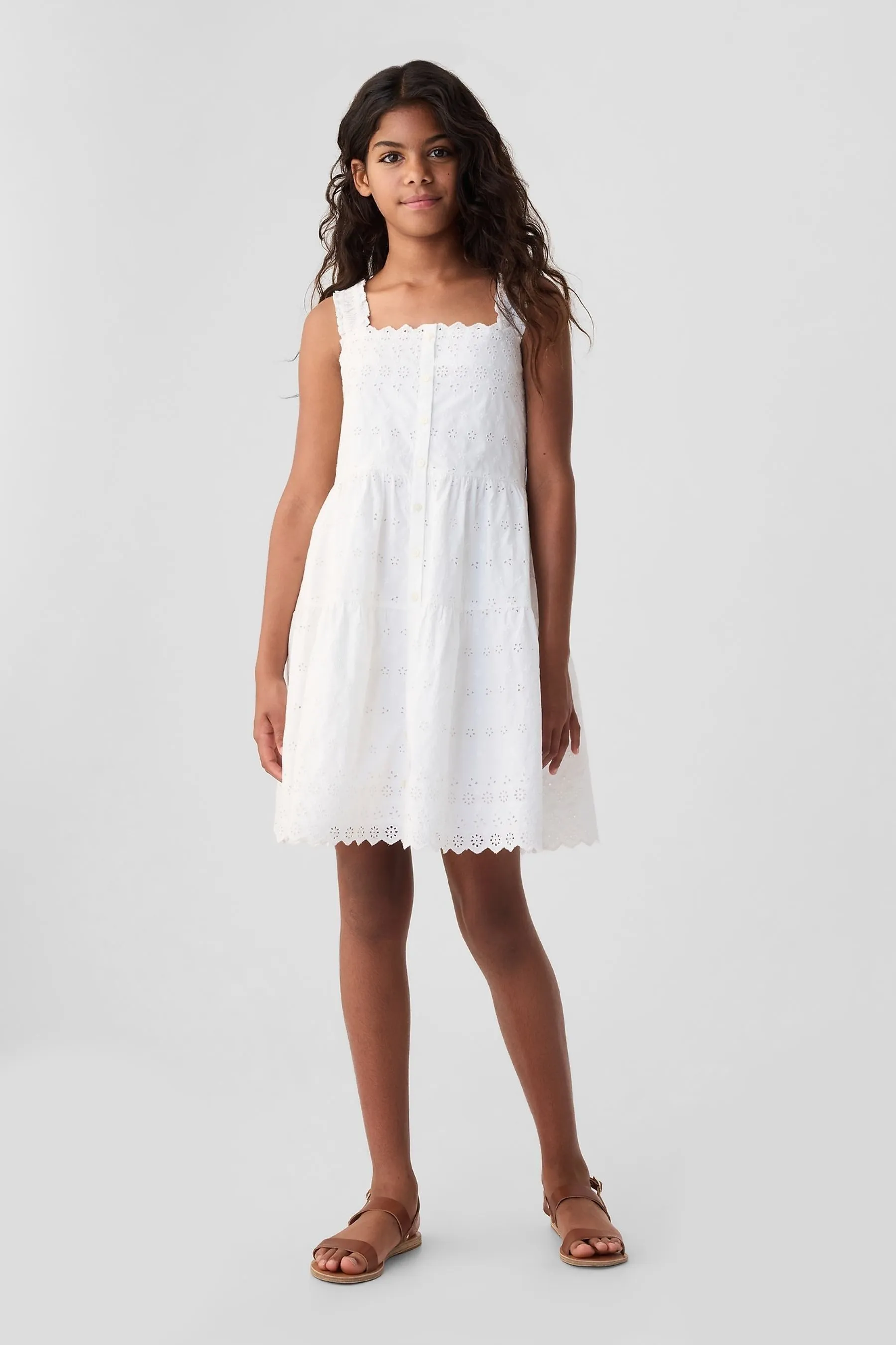 White DÔEN Eyelet Dress (Kids)