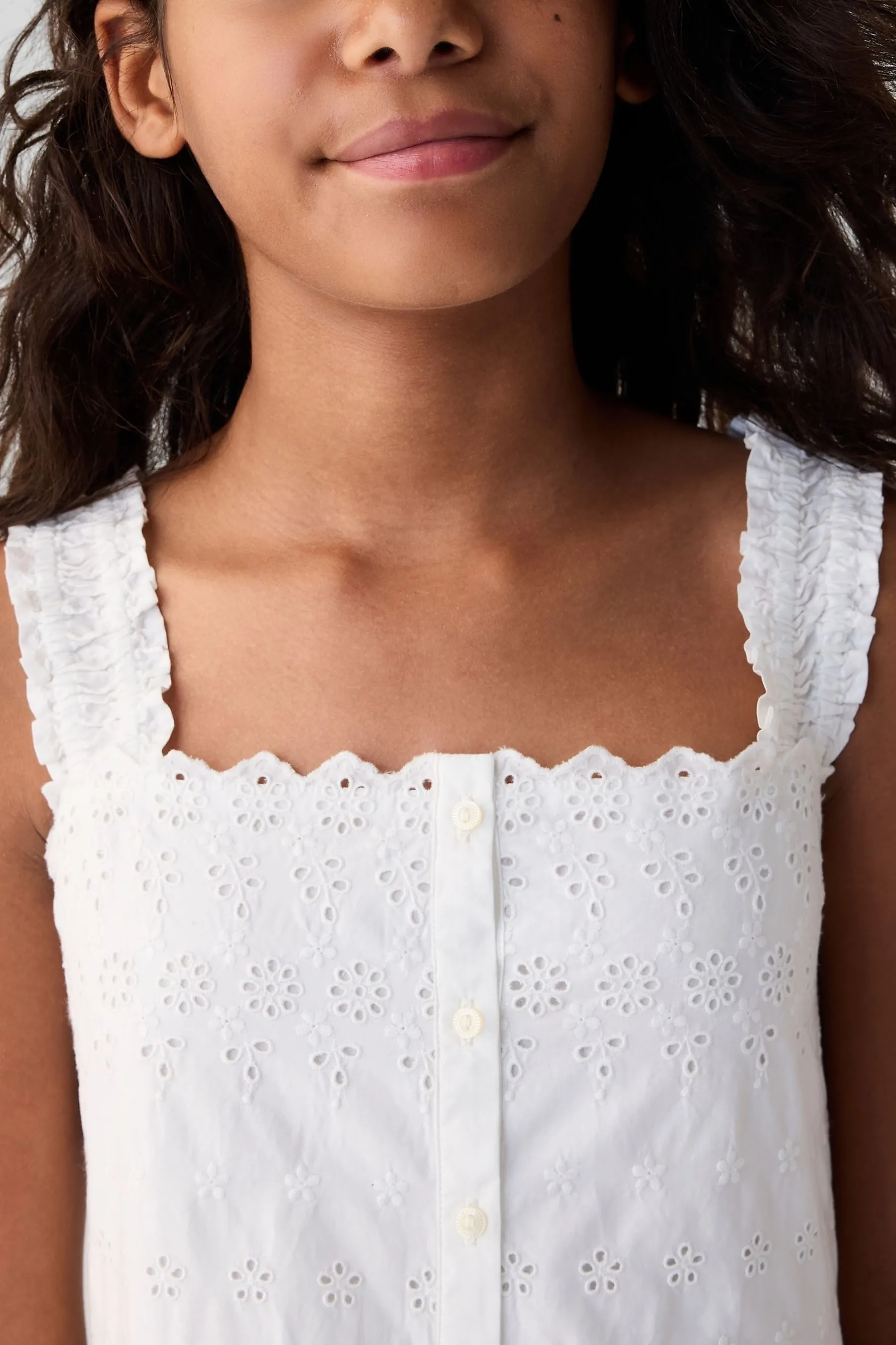 White DÔEN Eyelet Dress (Kids)