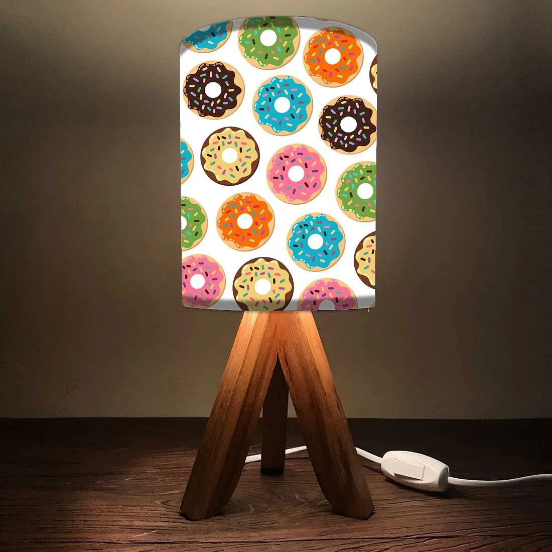 Wooden Base Lamp For Kids -Doughnut