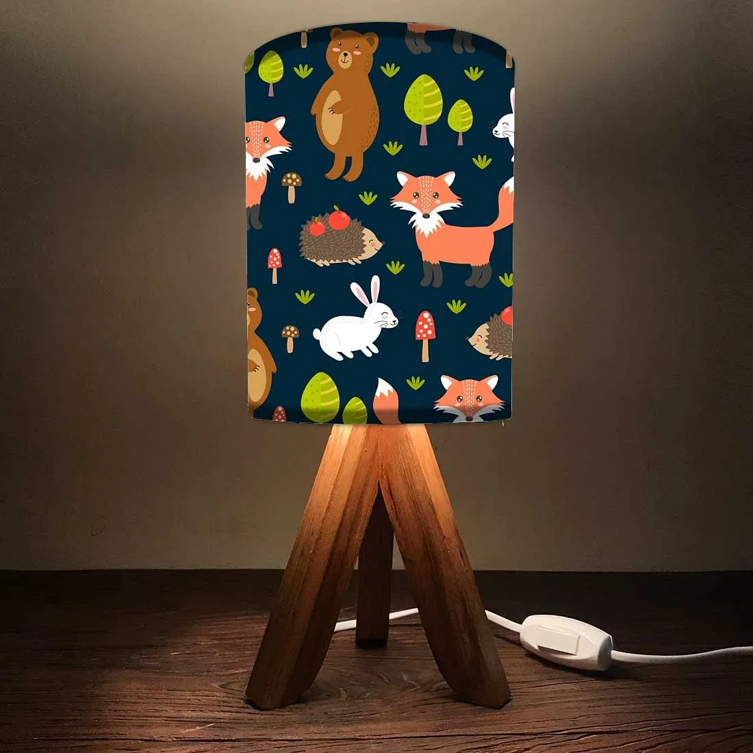 Wooden Bed Lamps For Kids -Cute Fox Bear